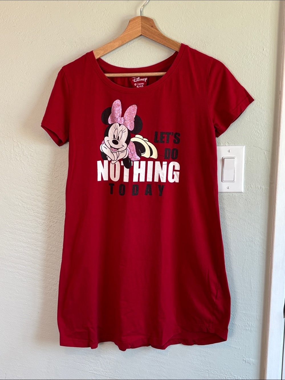 Bundle 2/$30! Disney Red Minnie Mouse 'Let's Do Nothing' Graphic Short Nightgown